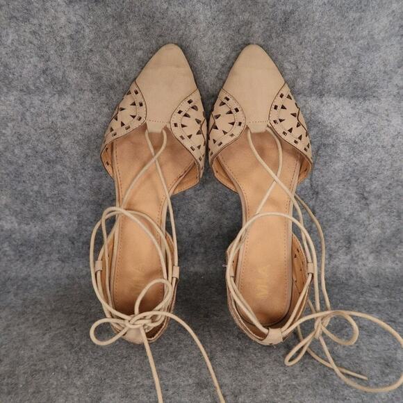 MIA Shoes Womens 7.5 Flats Norine Ankle Tie D'Orsay Cutout Fashion Almond Toe - Picture 6 of 15